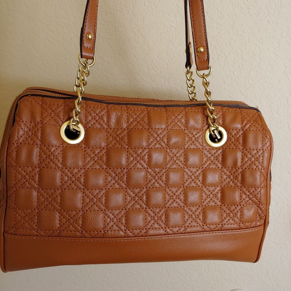 Anne Klein large bag faux leather shoulder bag chain straps quilted purse - Picture 5 of 8